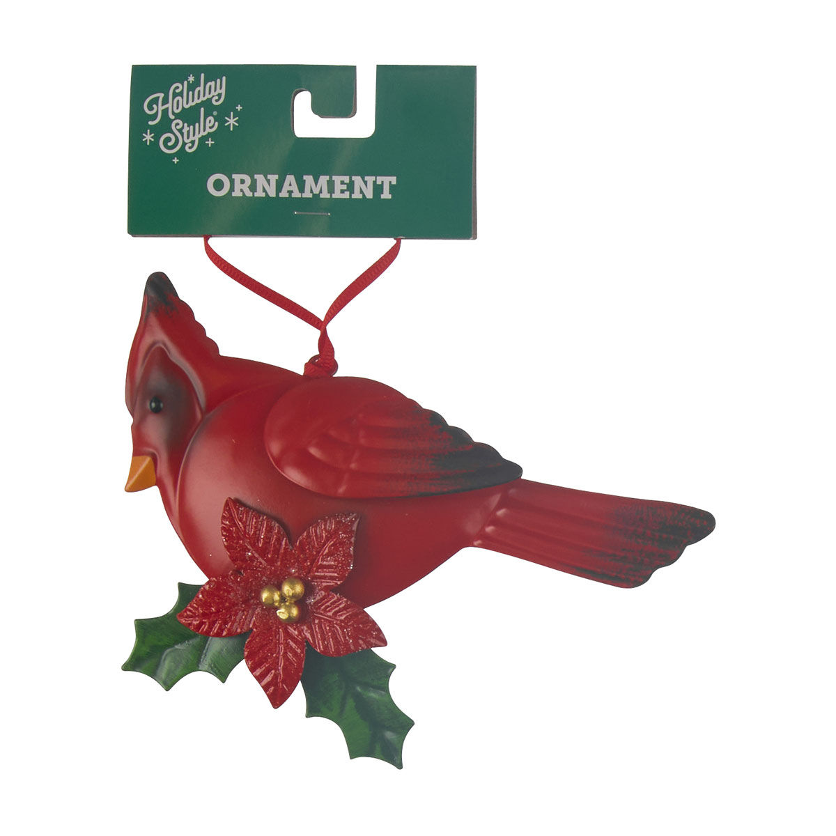 Holiday Style Christmas Red Cardinal Metal Ornament