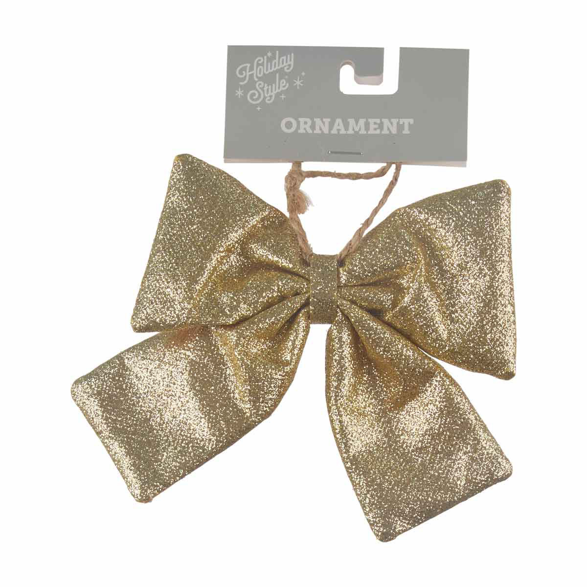 Holiday Style Christmas Gold Glitter Bow Ornament