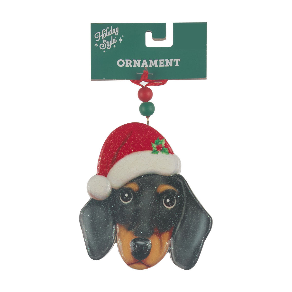 Holiday Style Christmas Dog Face Ornament, 3 Assorted Designs