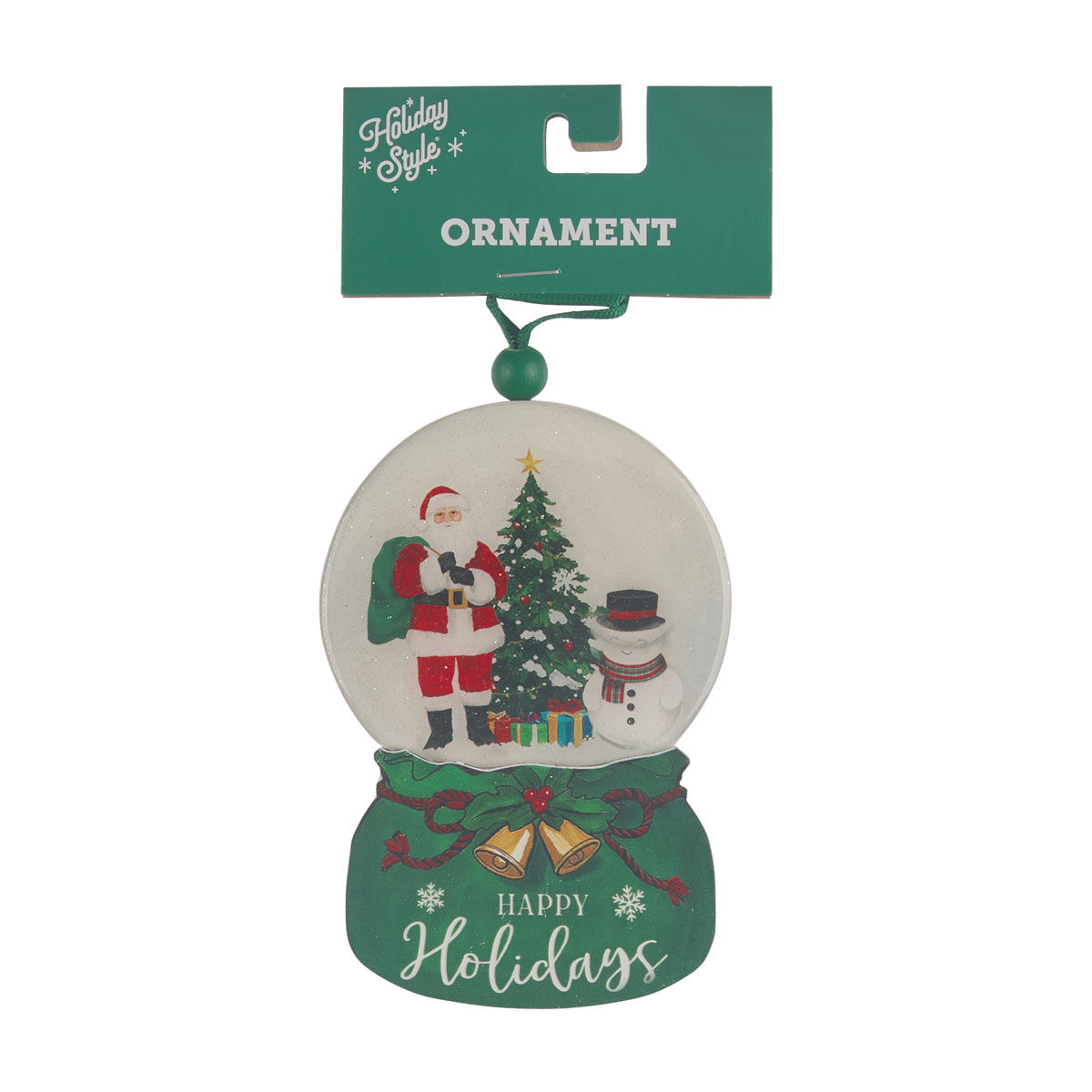Holiday Style Christmas Snow Globe Scene Ornament, 2 Assorted Designs