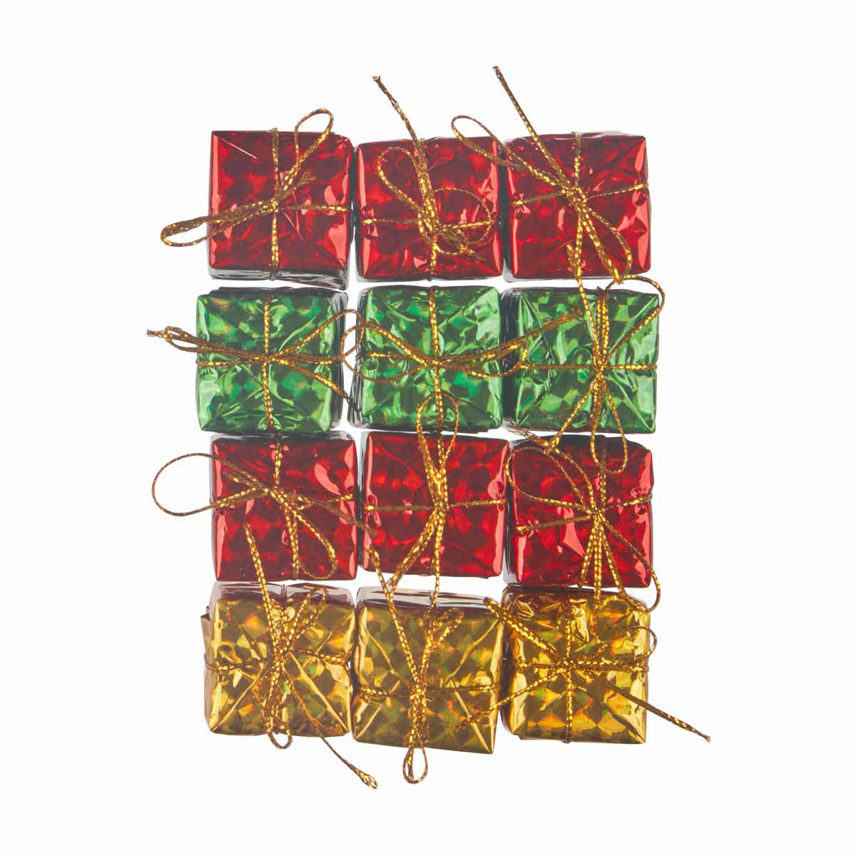 Holiday Style Mixed Metallic Giftbox Ornaments, 12 ct, 2 Assorted Colors