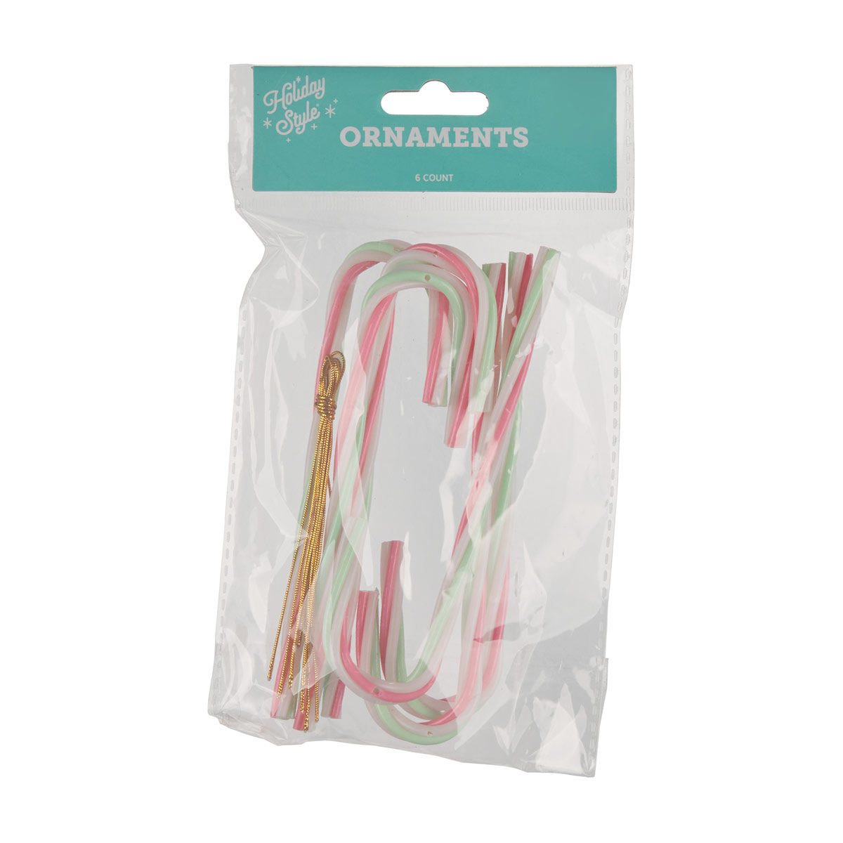 Holiday Style Christmas Candy Cane Ornament, 6 ct, 2 Assorted Designs