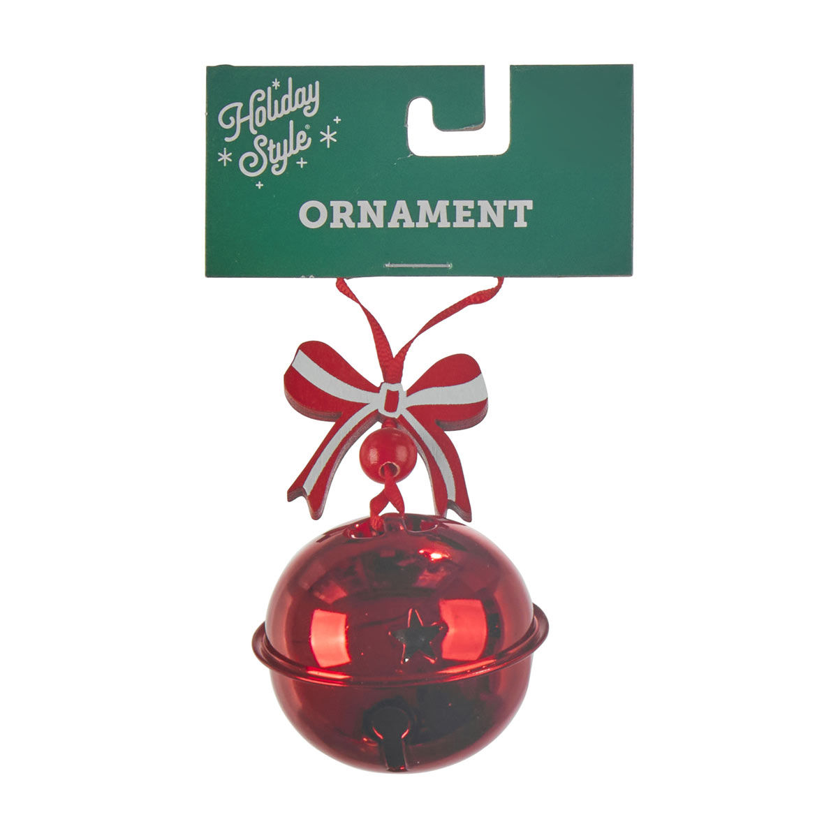 Holiday Style Christmas Jingle Bell Ornament, 2 Assorted Colors