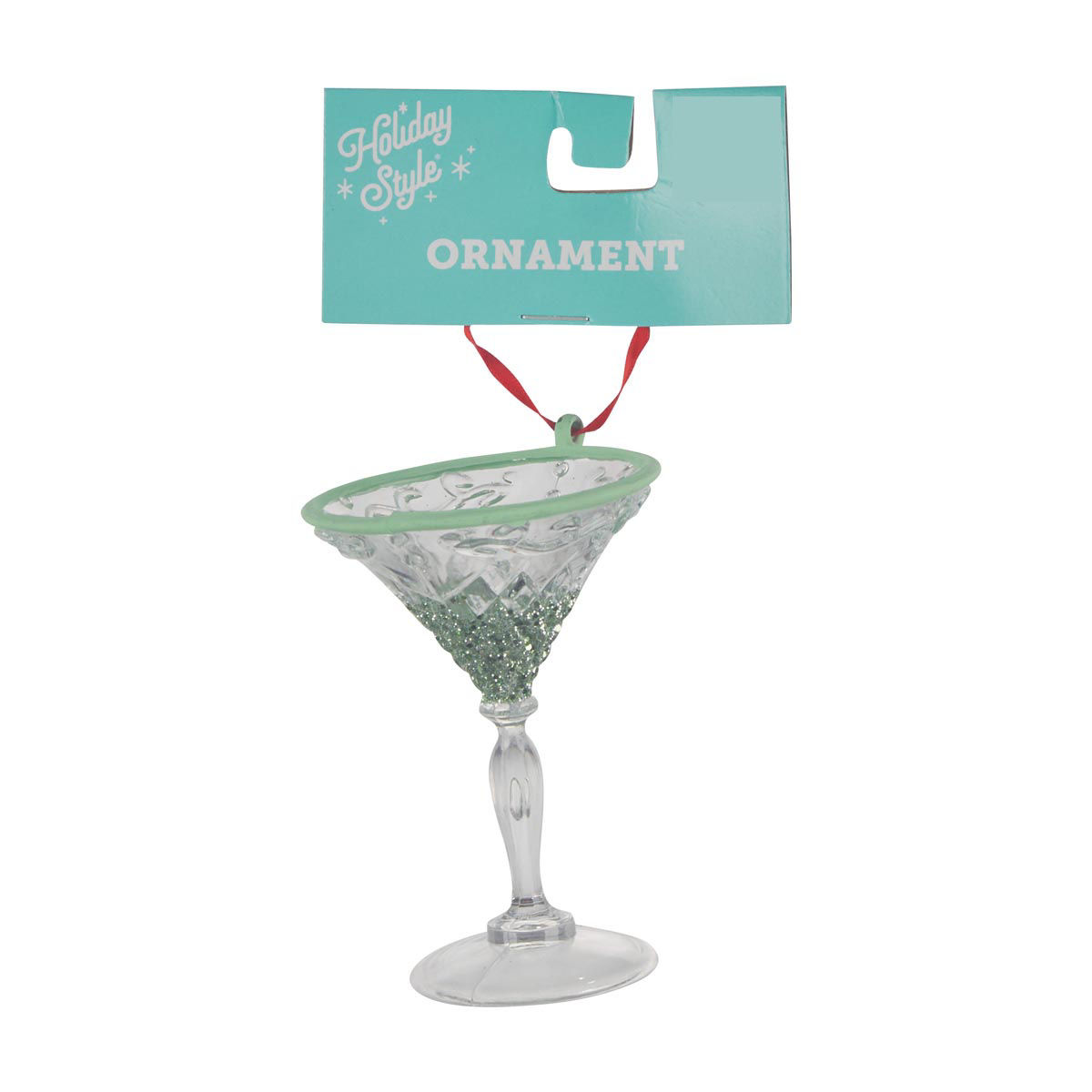 Holiday Style Christmas Martini Glass Ornament, 3 Assorted Colors