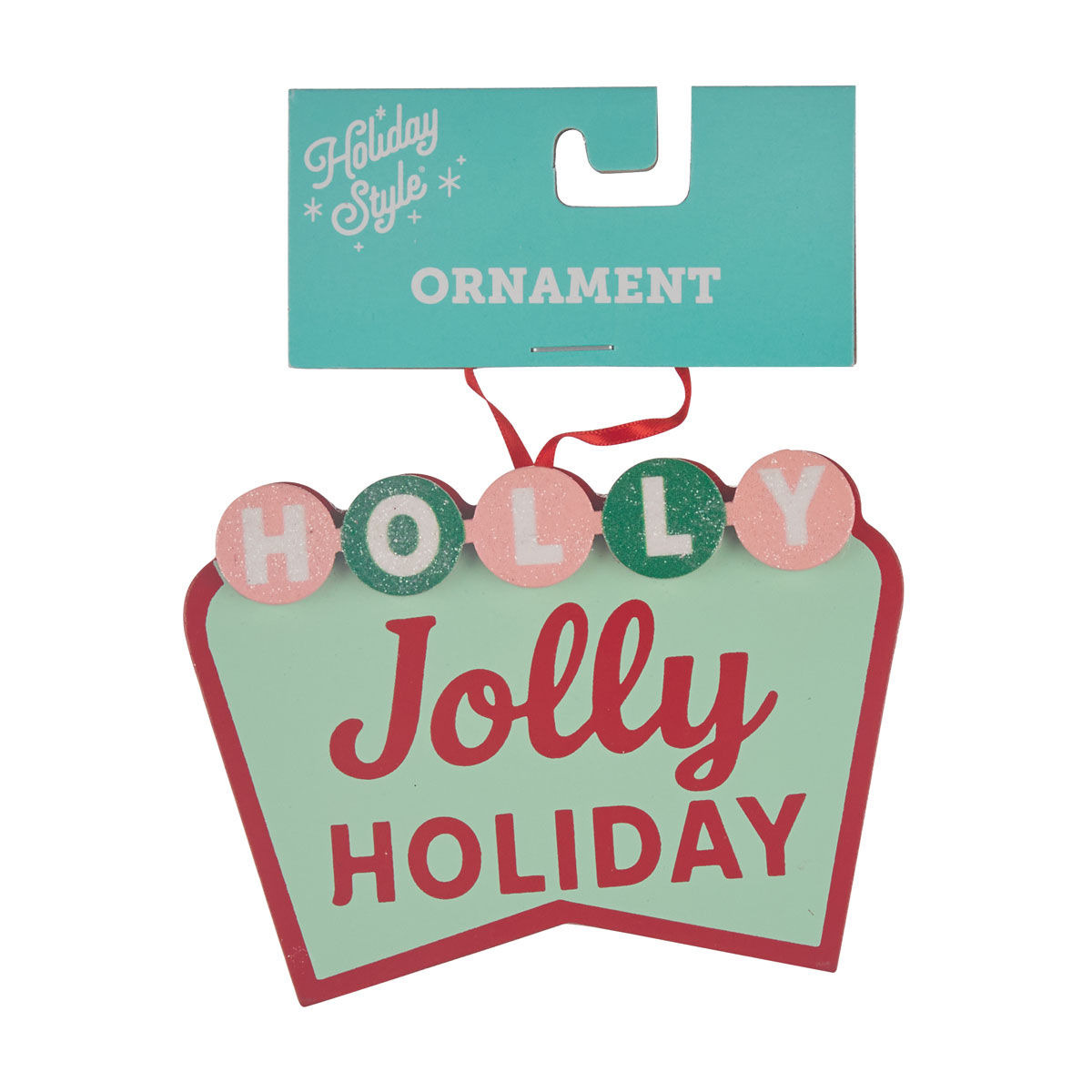 Holiday Style Christmas Retro Sign Ornament, 2 Assorted Designs