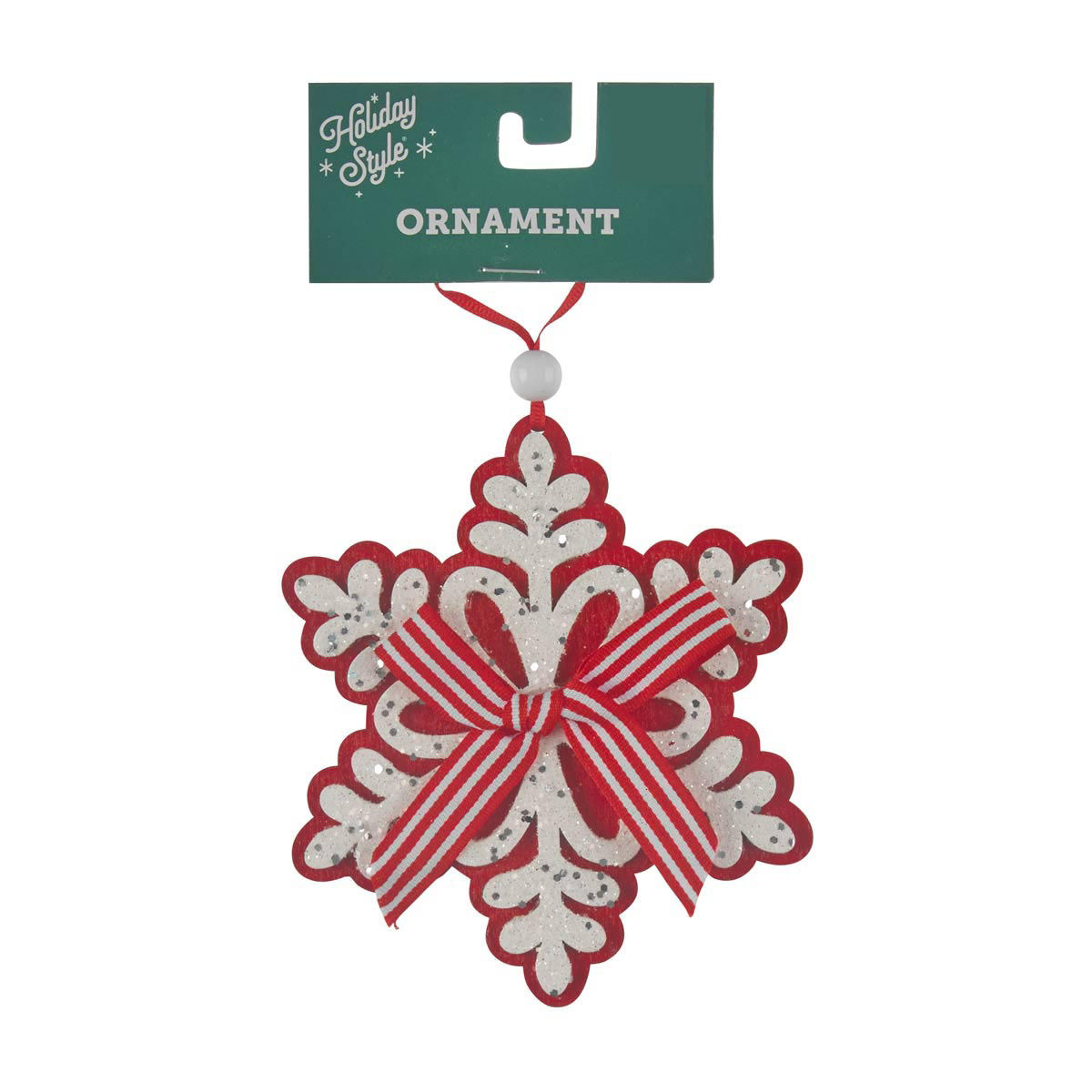 Holiday Style Bow Snowflake Ornament, 2 Assorted Colors