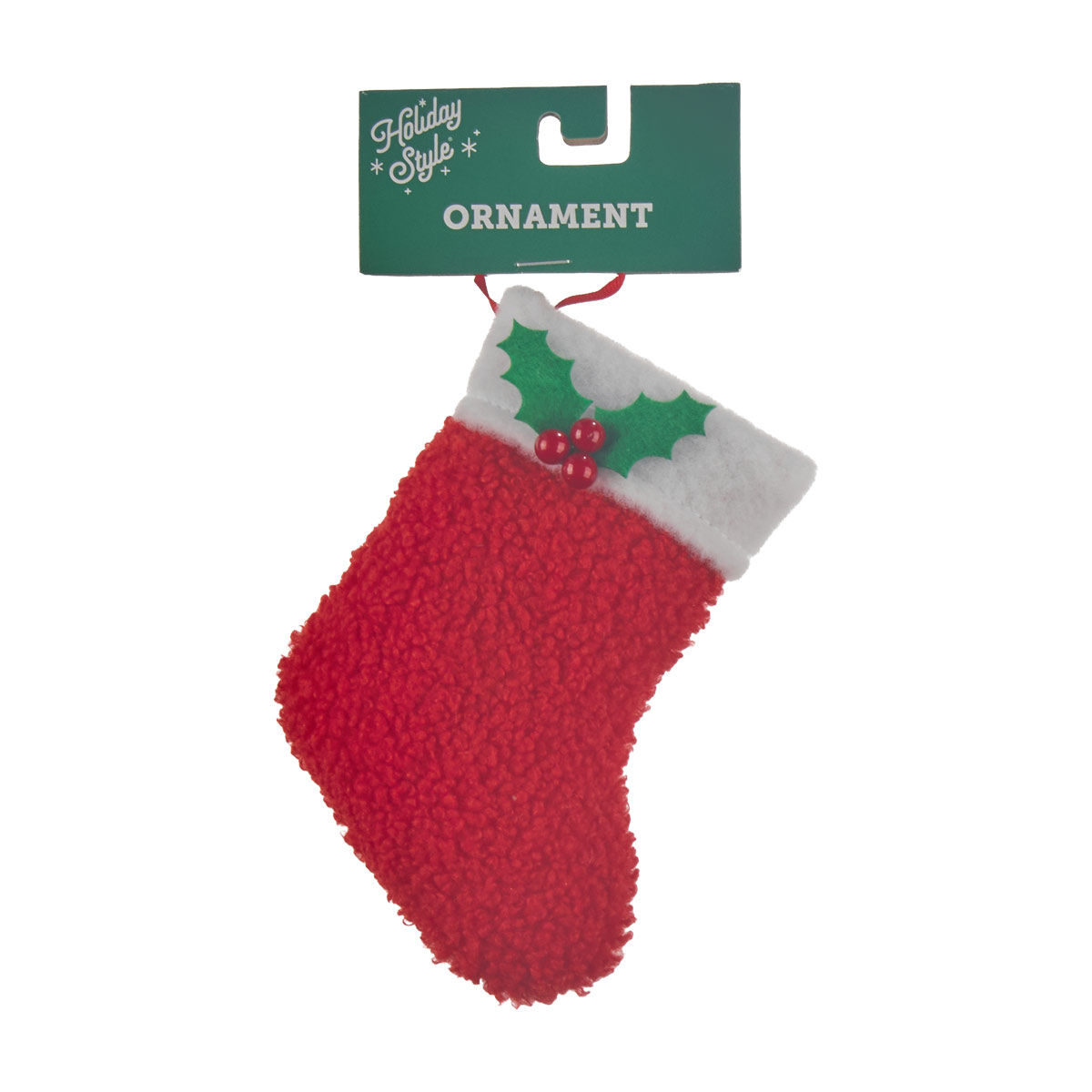 Holiday Style Christmas Soft Stocking Ornament, 2 Assorted Designs
