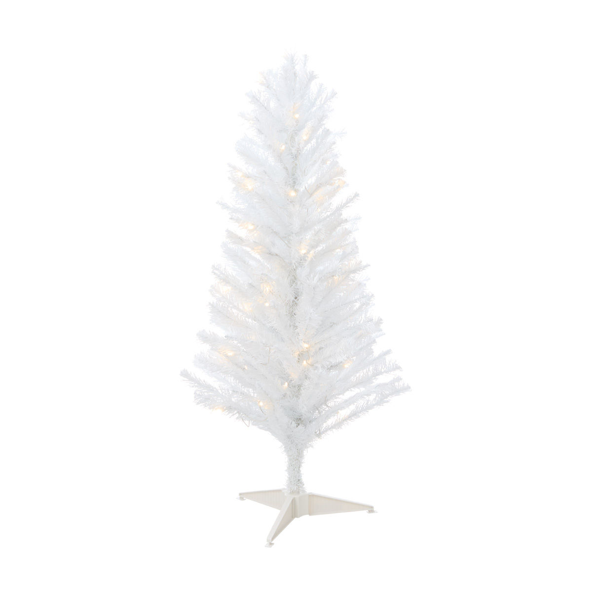 Christmas Pre-Lit White Artificial Tree with Clear Lights, 4 ft