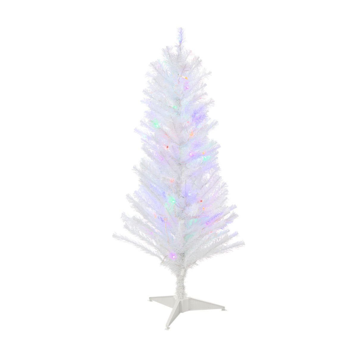 Christmas Pre-Lit White Artificial Tree with Multicolor Lights, 4 ft