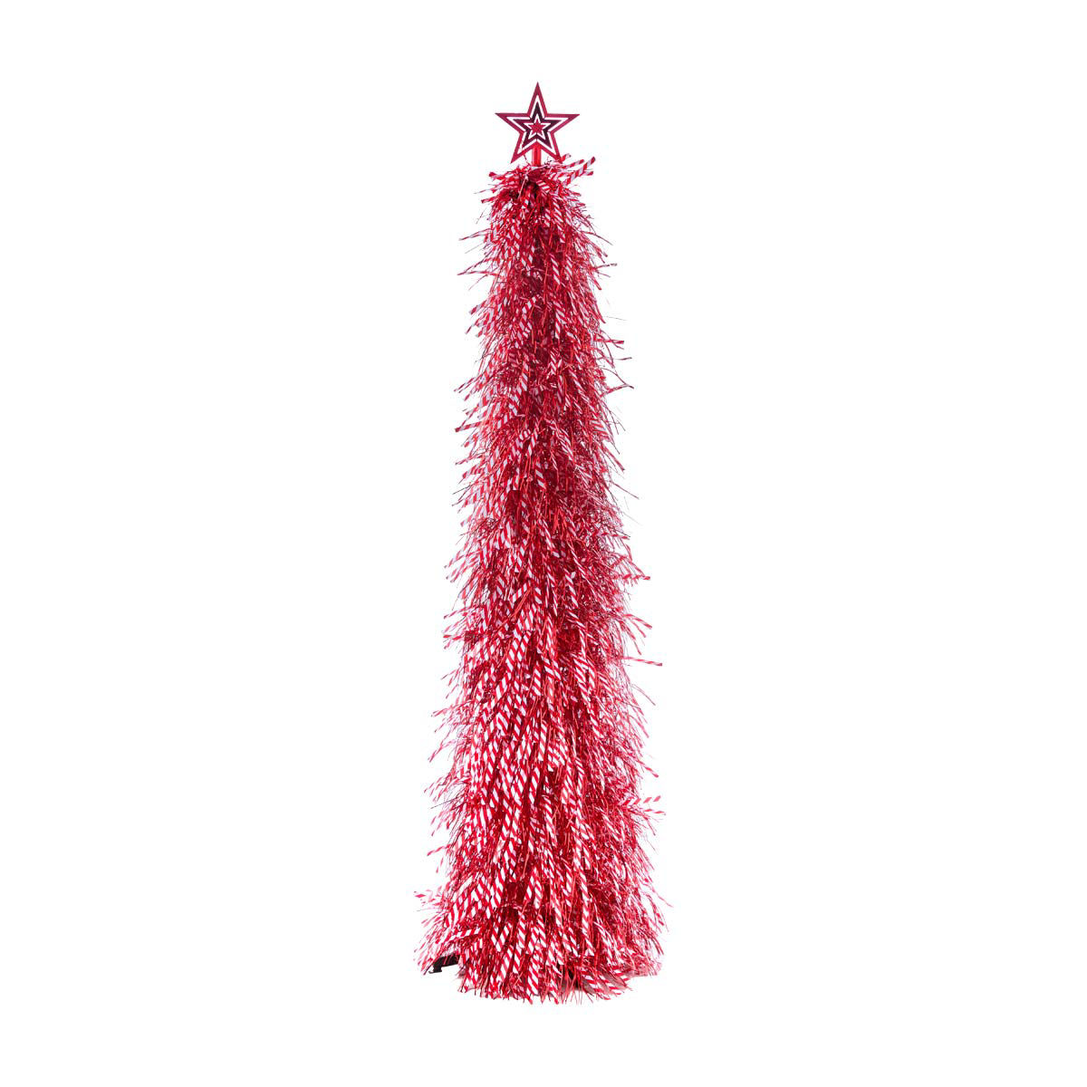 Christmas Red & White Candy Cane Tinsel Pop-Up Tree with Star Topper