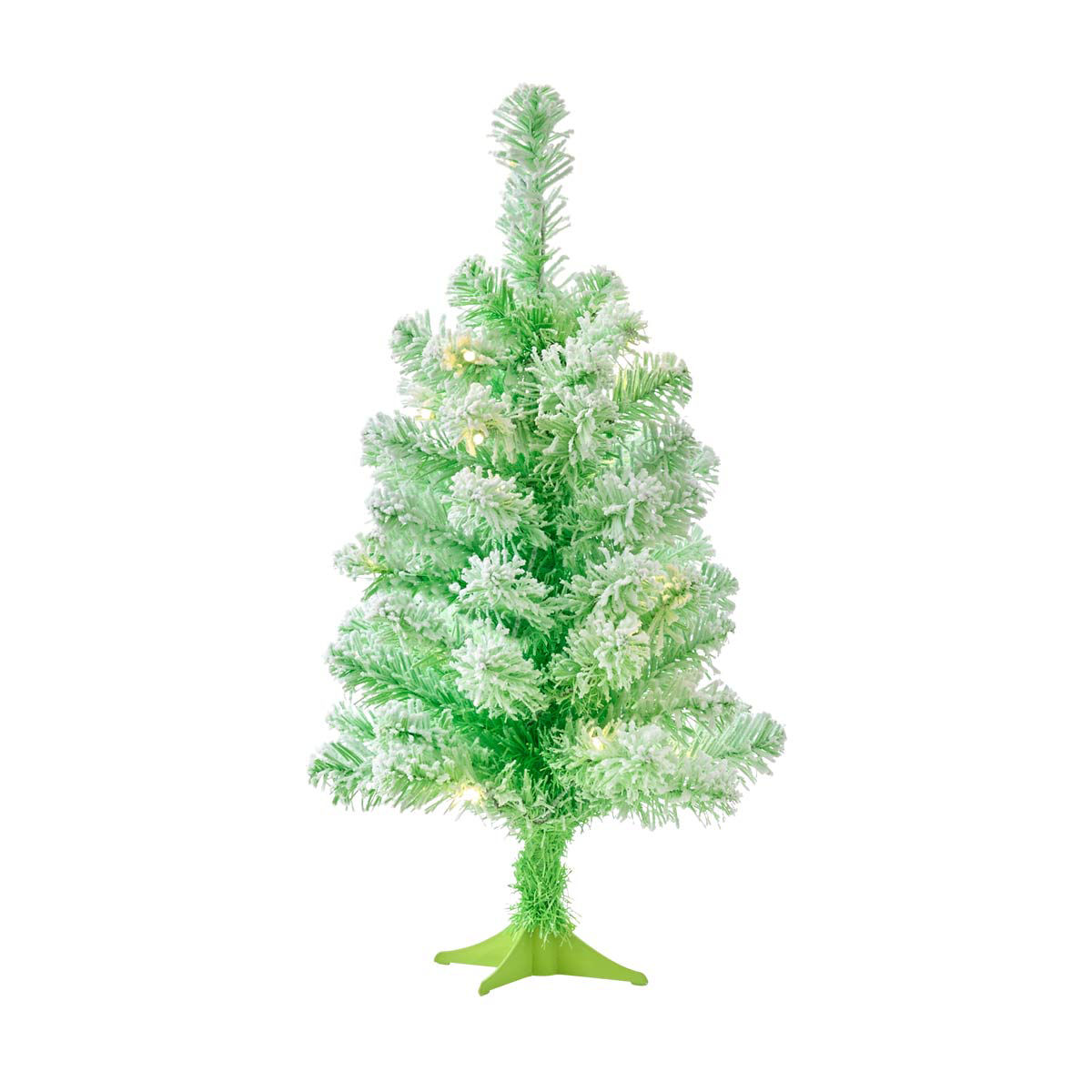 Christmas Pre-Lit Flocked Green Artificial Tree, 24 in