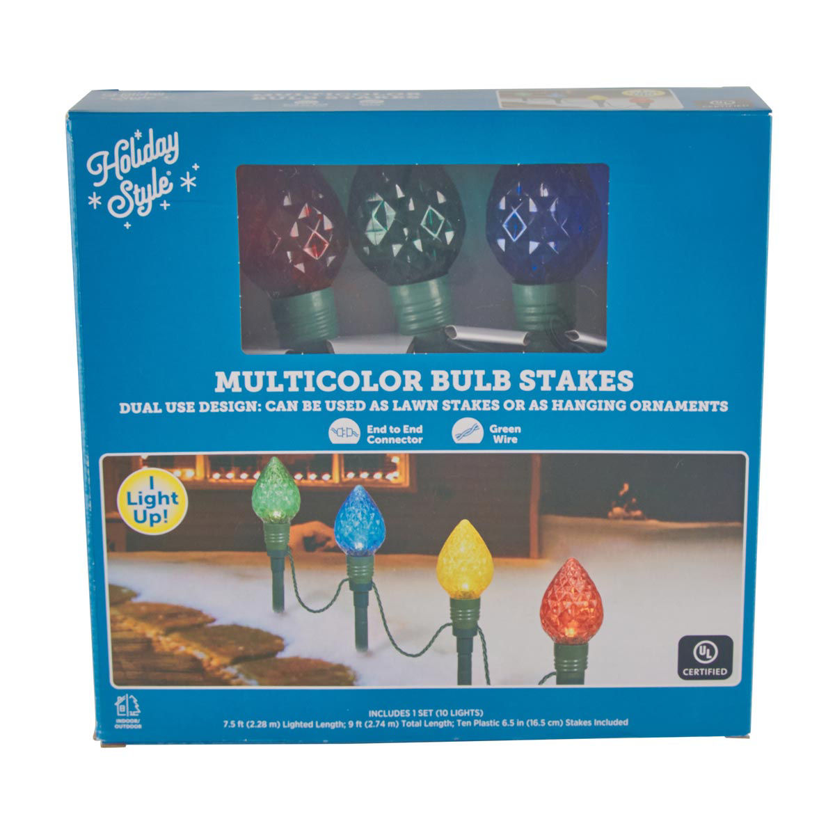 Holiday Style Christmas Multicolor LED Pathway Lights, 10 ct, 9 ft