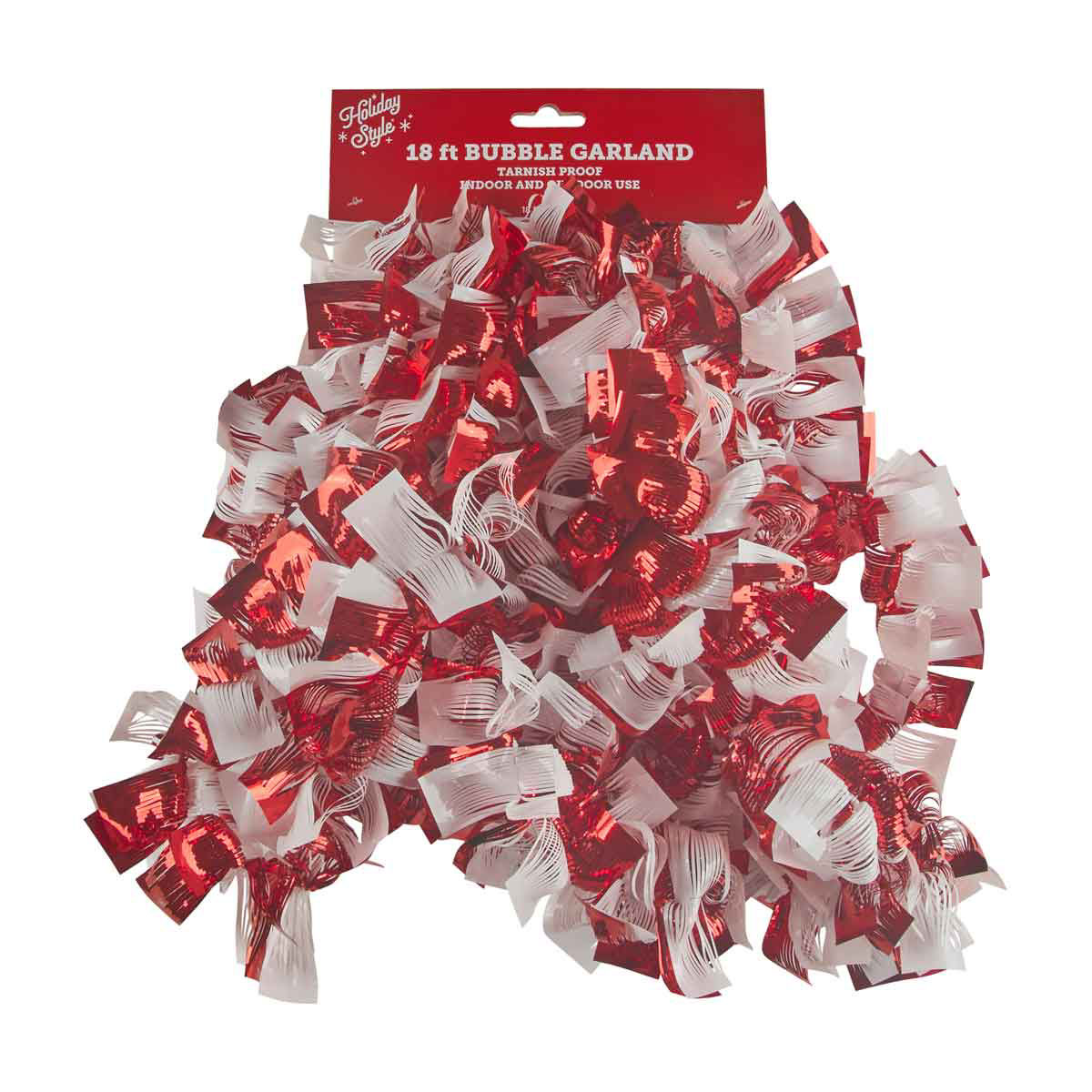 Holiday Style Christmas Red & White Bubble Garland, 18 ft