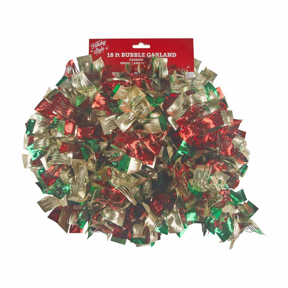 Holiday Style Christmas Red, Green & Gold Bubble Garland, 18 ft