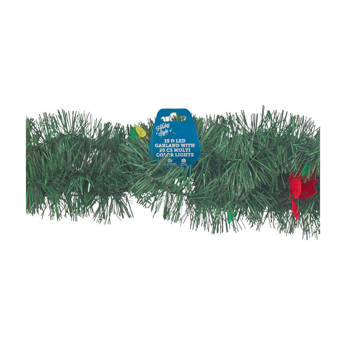 Holiday-Style-Christmas-Green-Tinsel-Multi-Color-LED-Garland,-15-ft