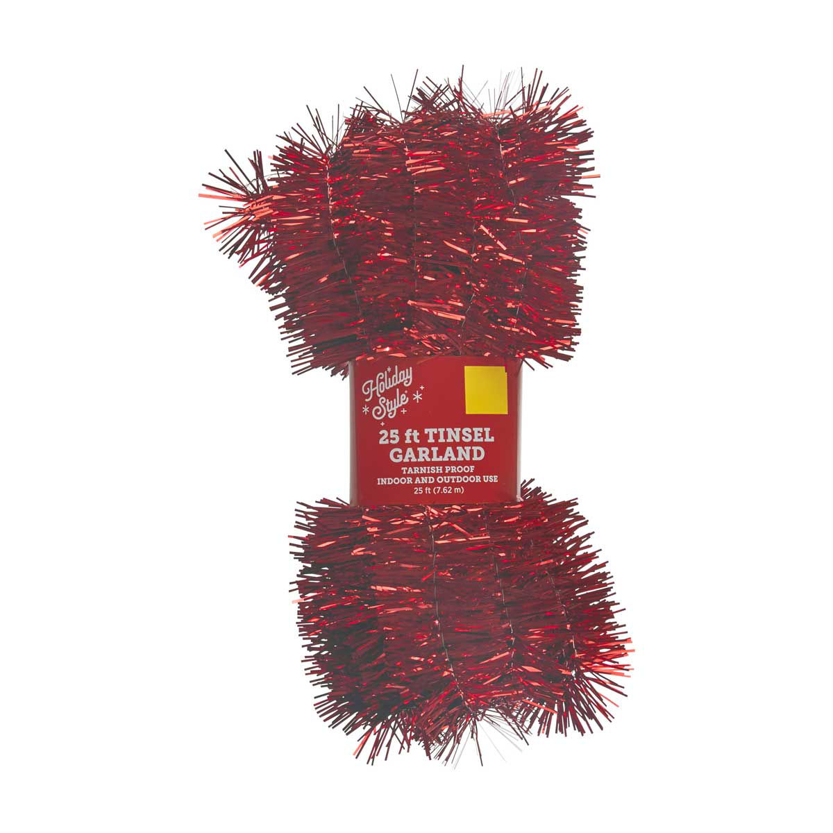 Holiday Style Red Tinsel Garland, 25 ft
