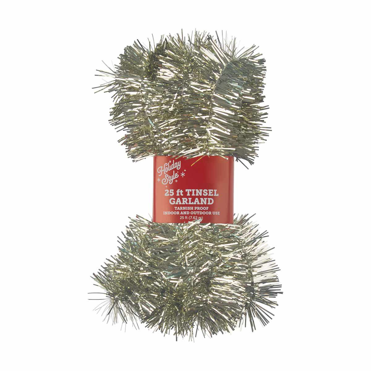 Holiday Style Gold Tinsel Garland, 25 ft