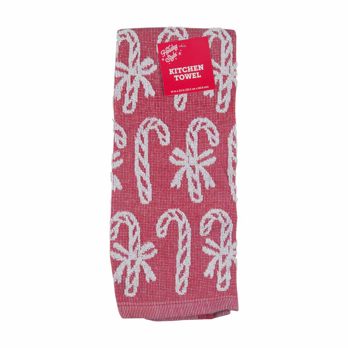 Holiday Style Christmas Jacquard Candy Cane Kitchen Towel, 14x24 in