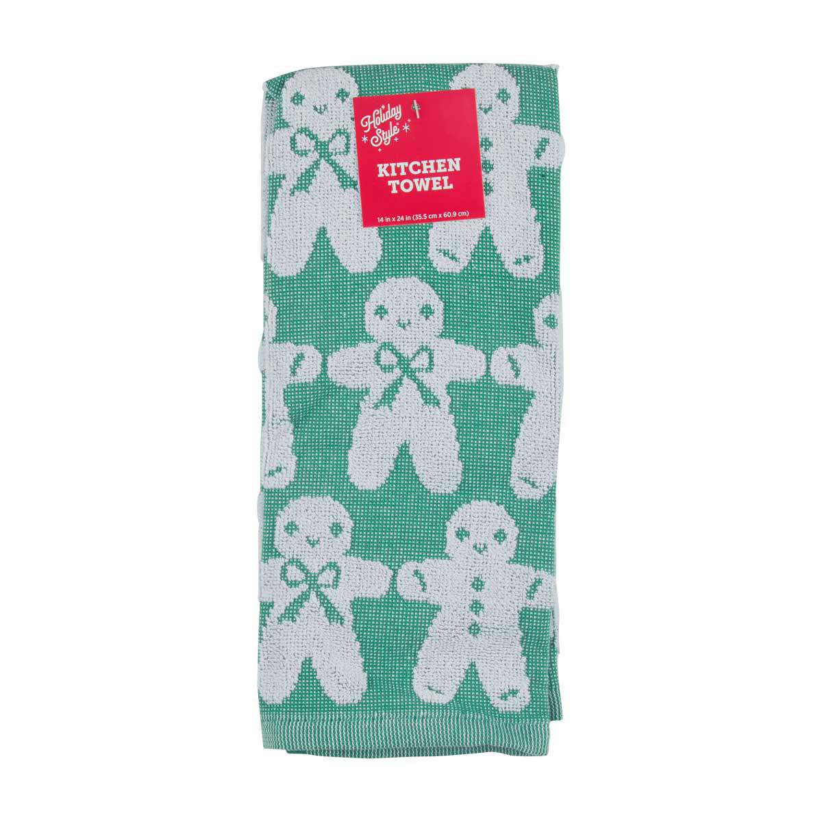 Holiday Style Christmas Jacquard Gingerbread Kitchen Towel, 14x24 in