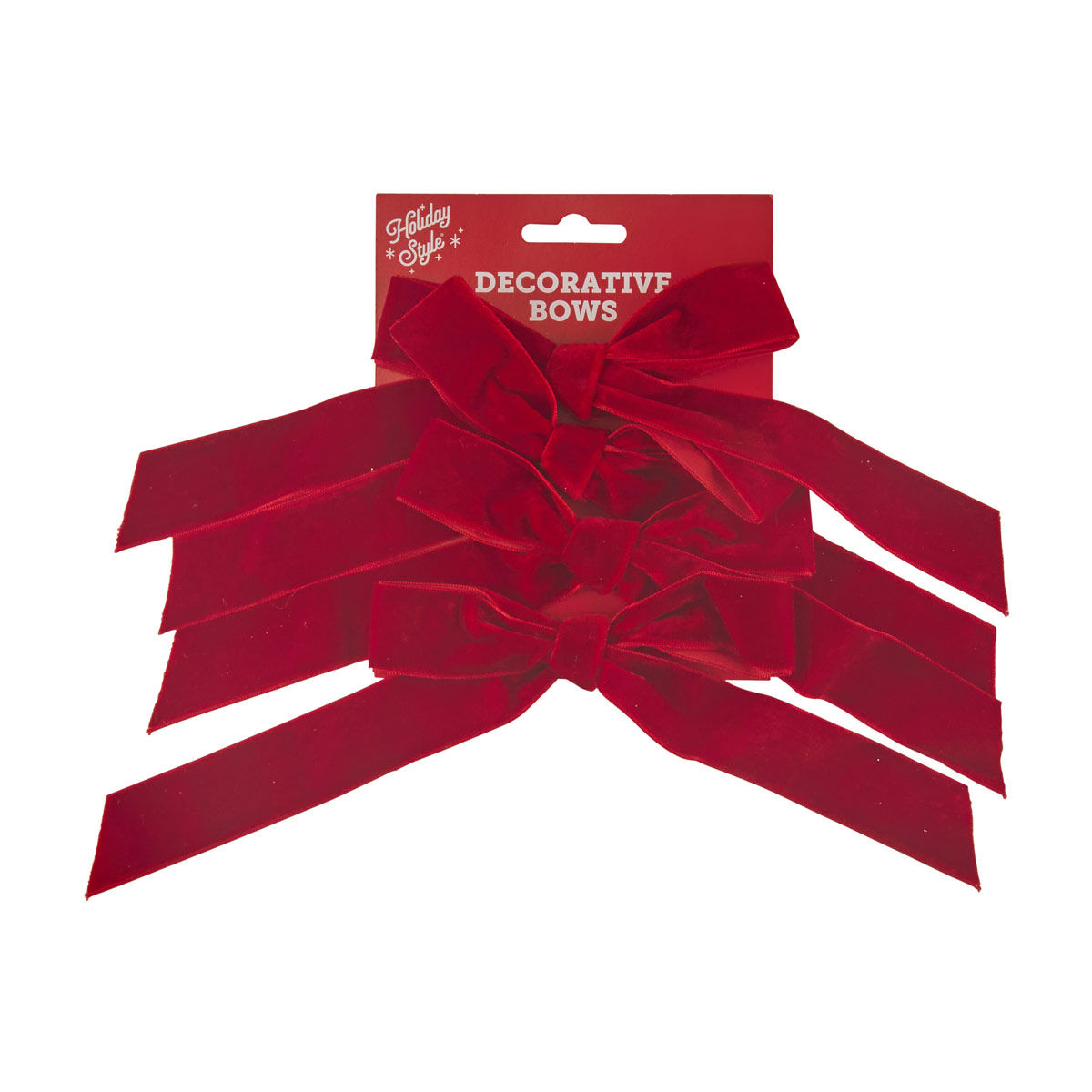Holiday Style Christmas Red Velvet Decorative Bows, 1 in, 4 ct