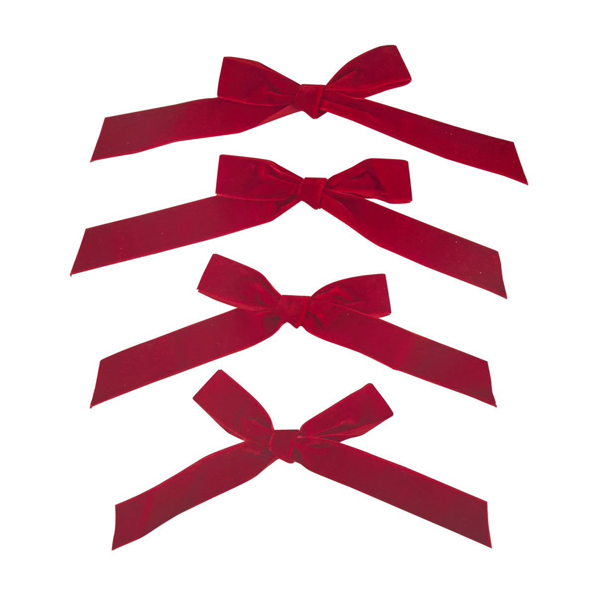 Holiday Style Christmas Red Velvet Decorative Bows, 1 in, 4 ct