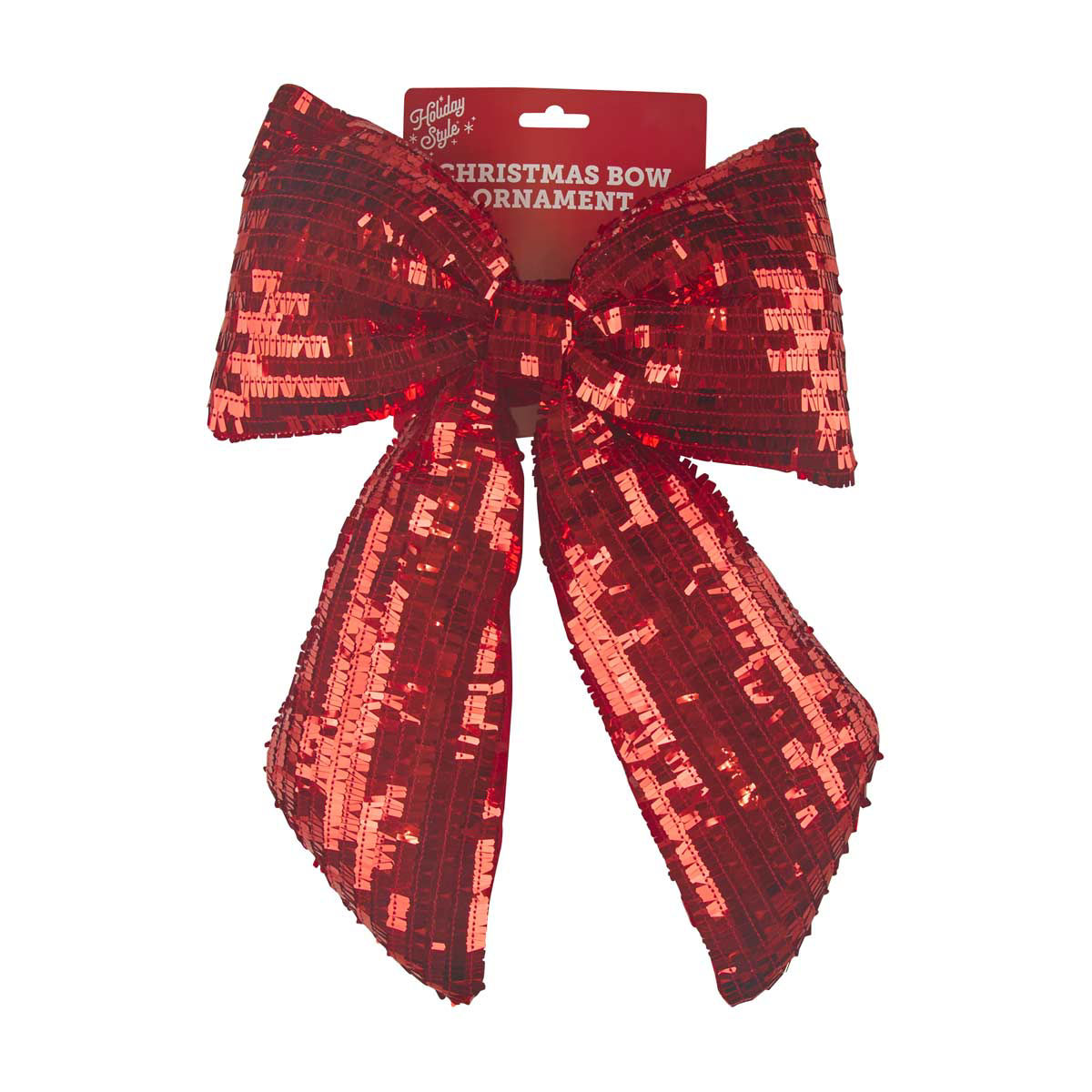 Holiday Style Christmas Red Sequin Bow Ornament
