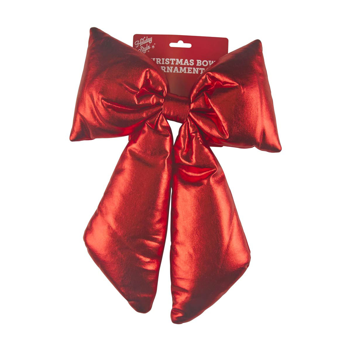 Holiday Style Christmas Red Puffy Metallic Bow Ornament