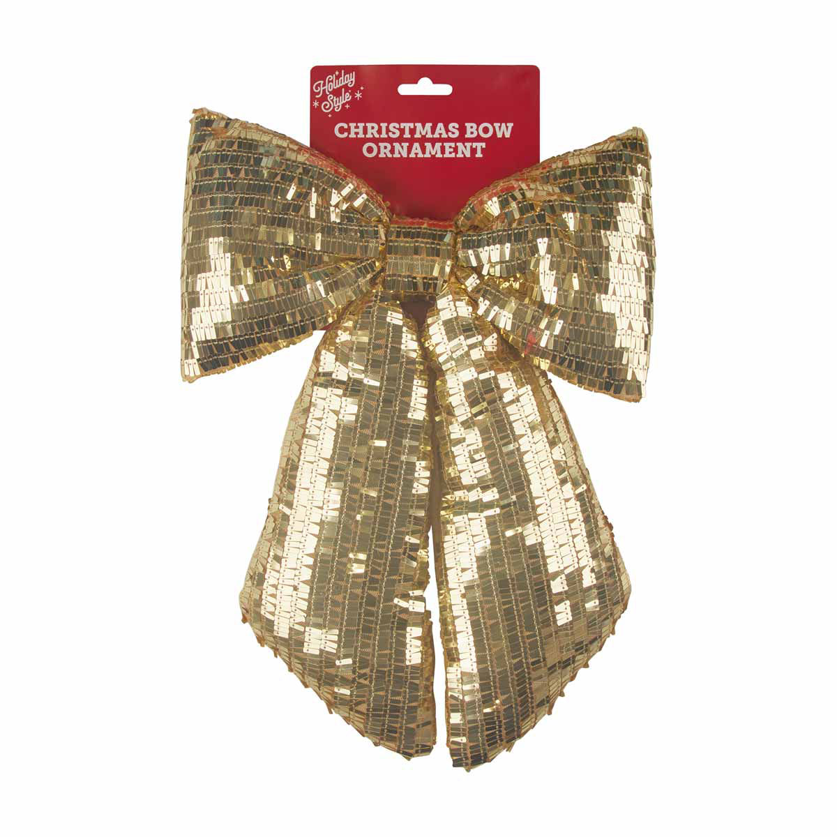 Holiday Style Christmas Gold Sequin Bow Ornament