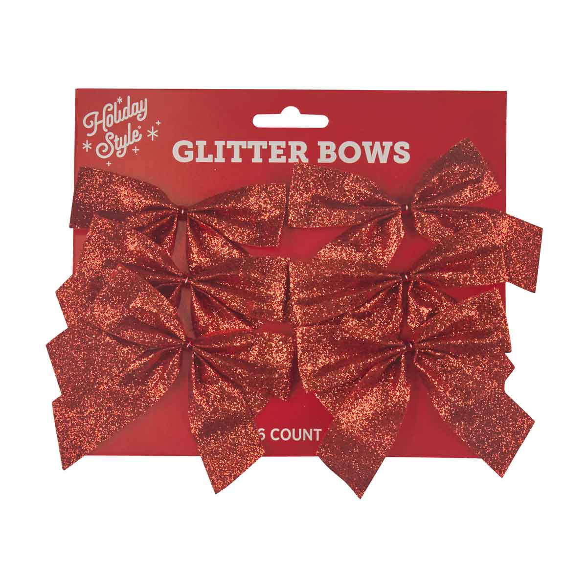 Holiday Style Christmas Red Glitter Mini Bows, 6 ct