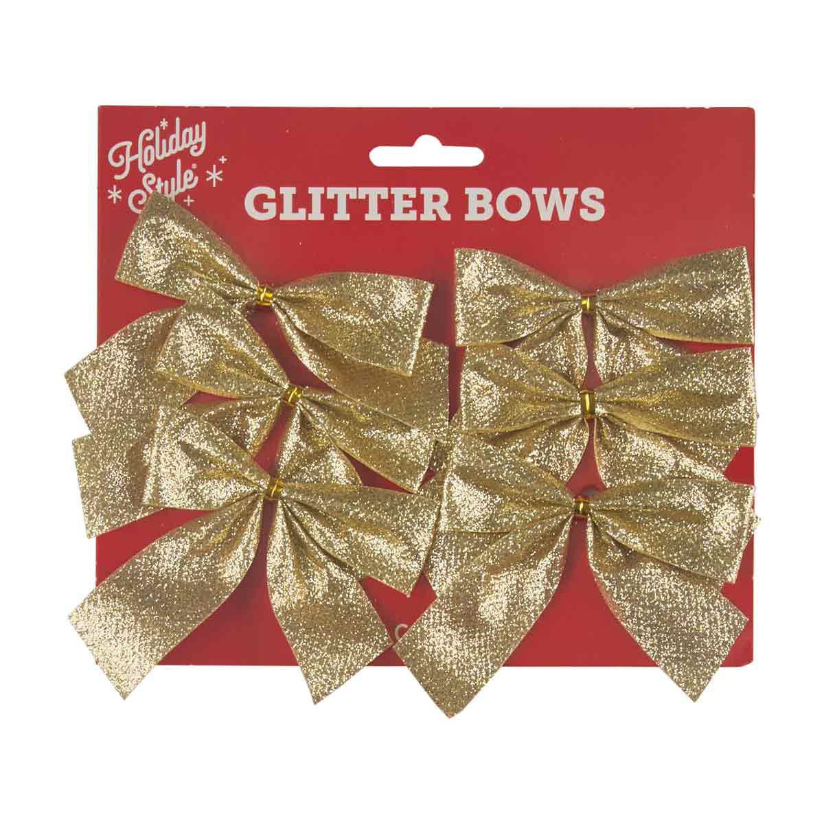 Holiday Style Christmas Gold Glitter Mini Bows, 6 ct