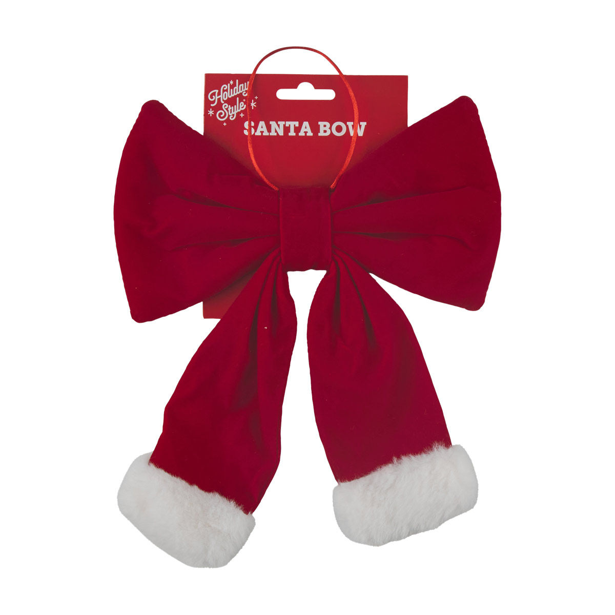 Holiday Style Christmas Velvet Santa Bow with Faux Fur Trim