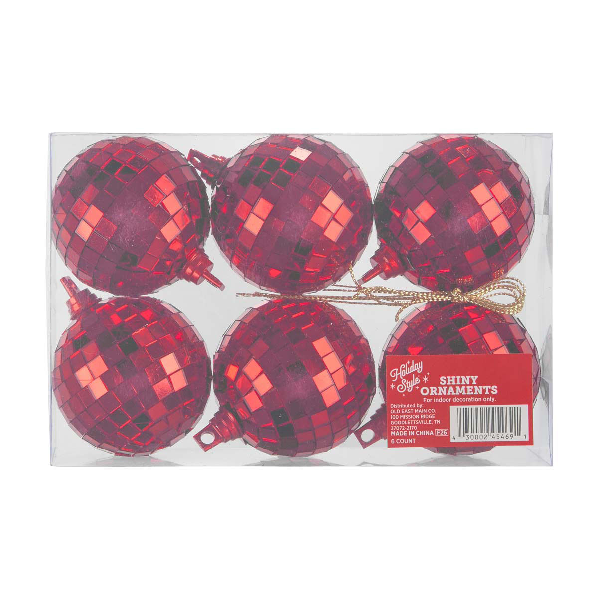 Holiday Style Red Mirrorball Ornaments, 6 ct