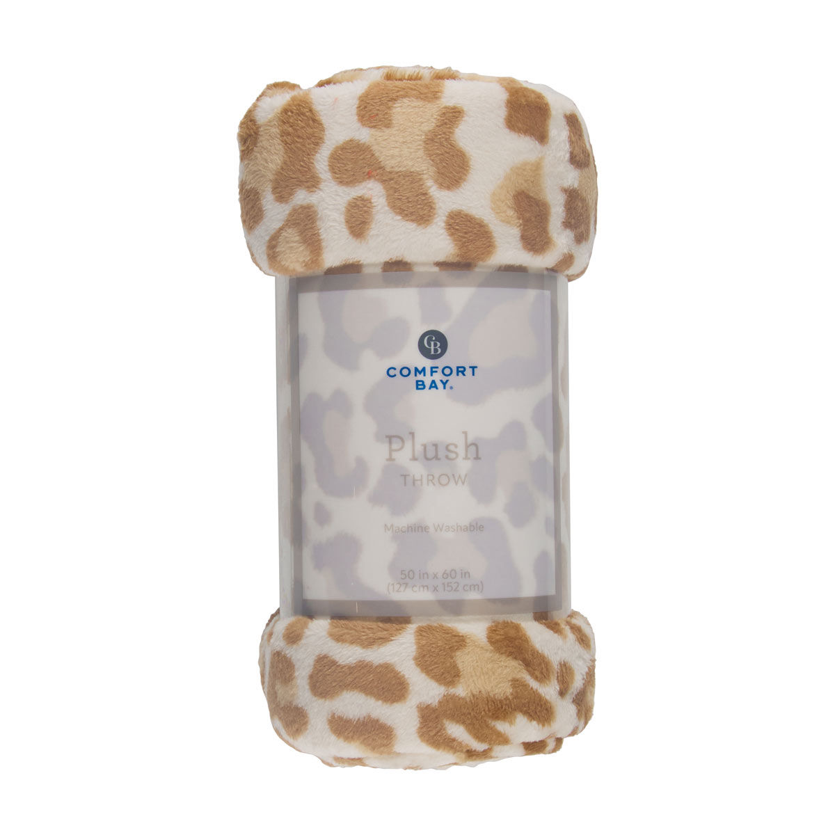 Comfort Bay Tan Leopard Print Plush Throw, 50x60 in