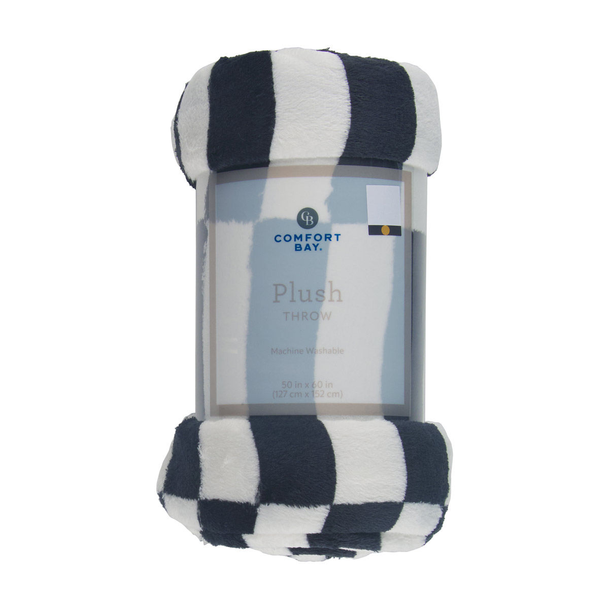 Comfort Bay Navy & White Striped Plush Throw, 50x60 in