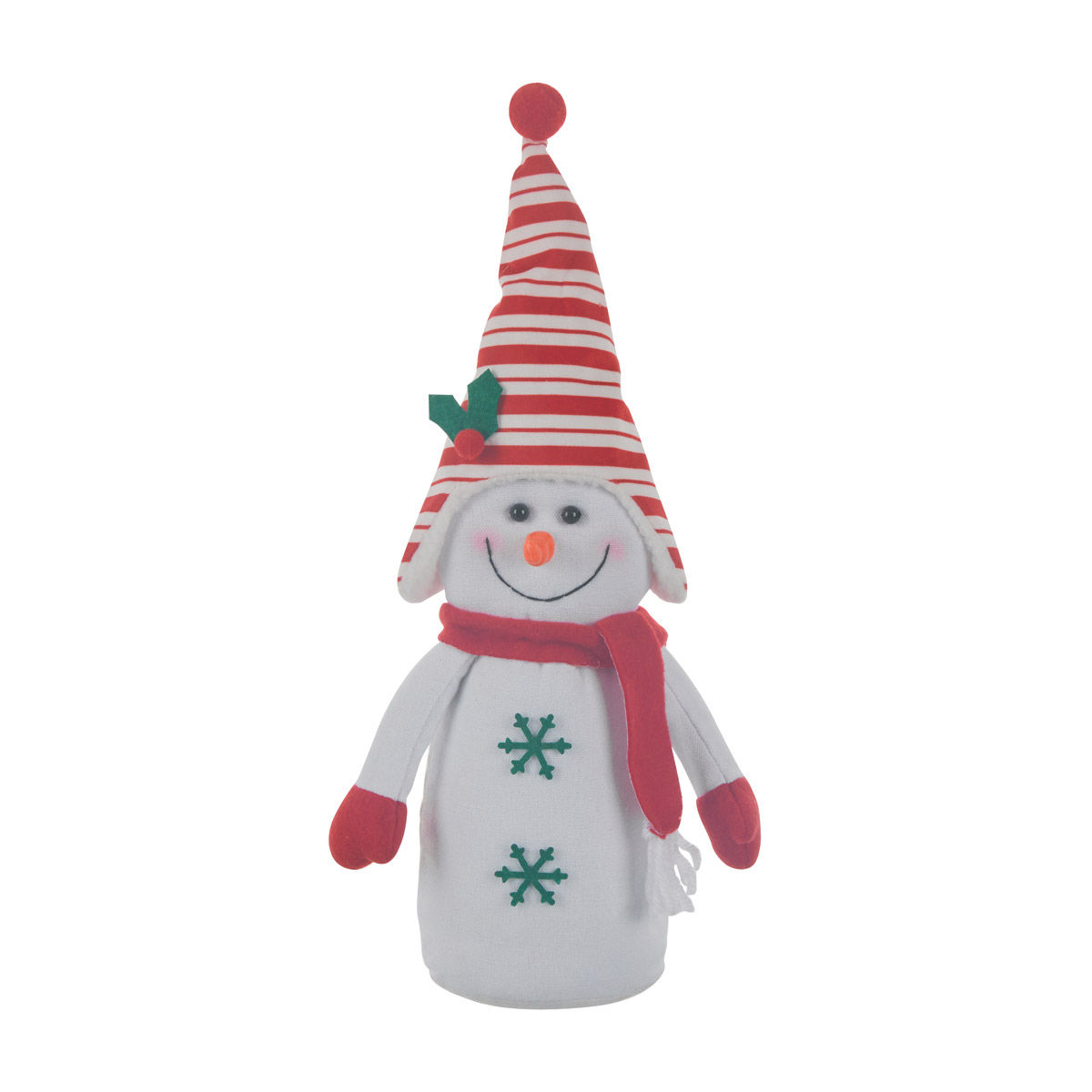 Christmas Fabric Snowman with Striped Hat Table Décor