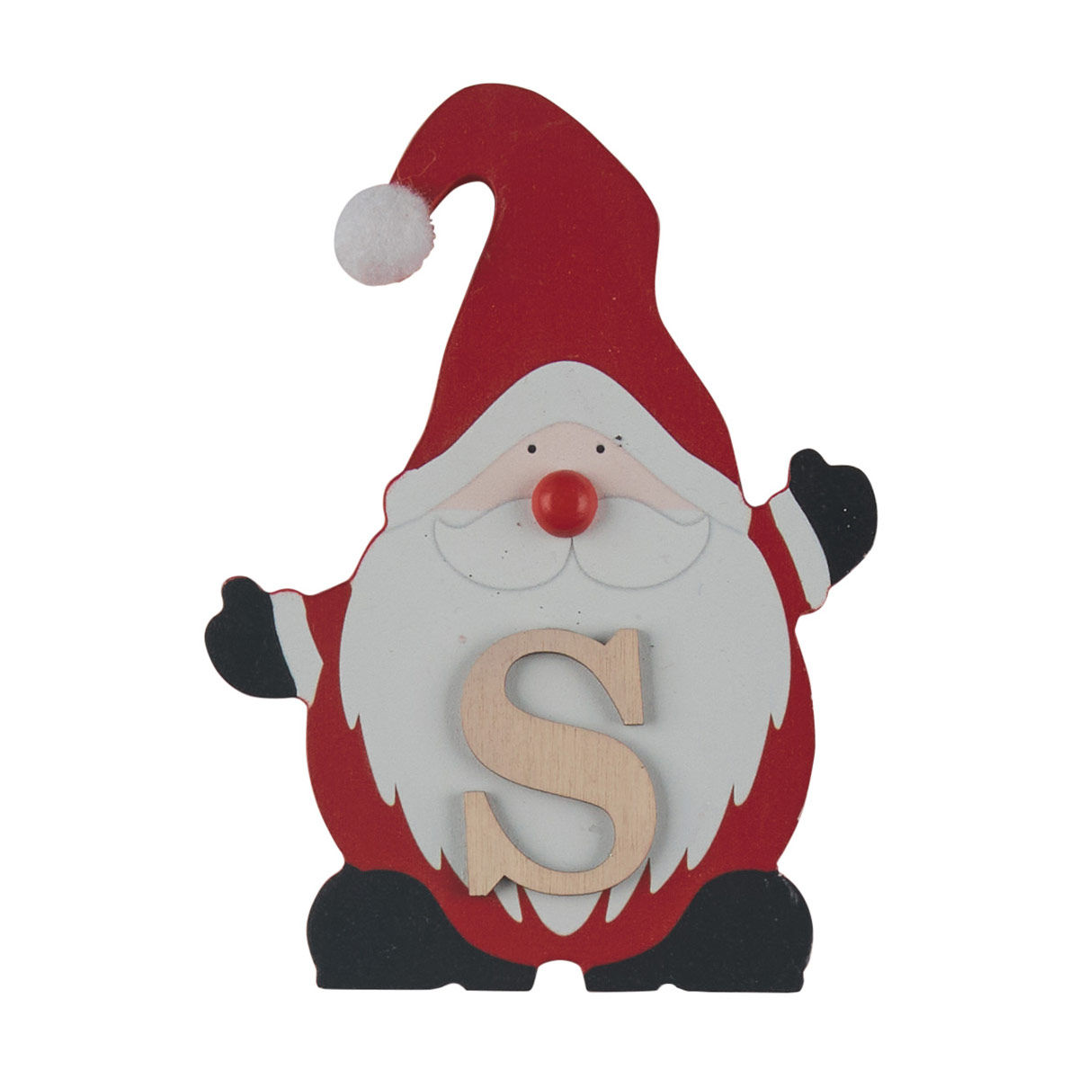 Christmas MDF Santa with Monogram 'S' Table Décor