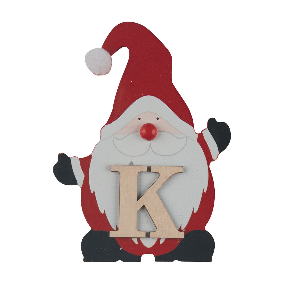 Christmas MDF Santa with Monogram 'K' Table Décor