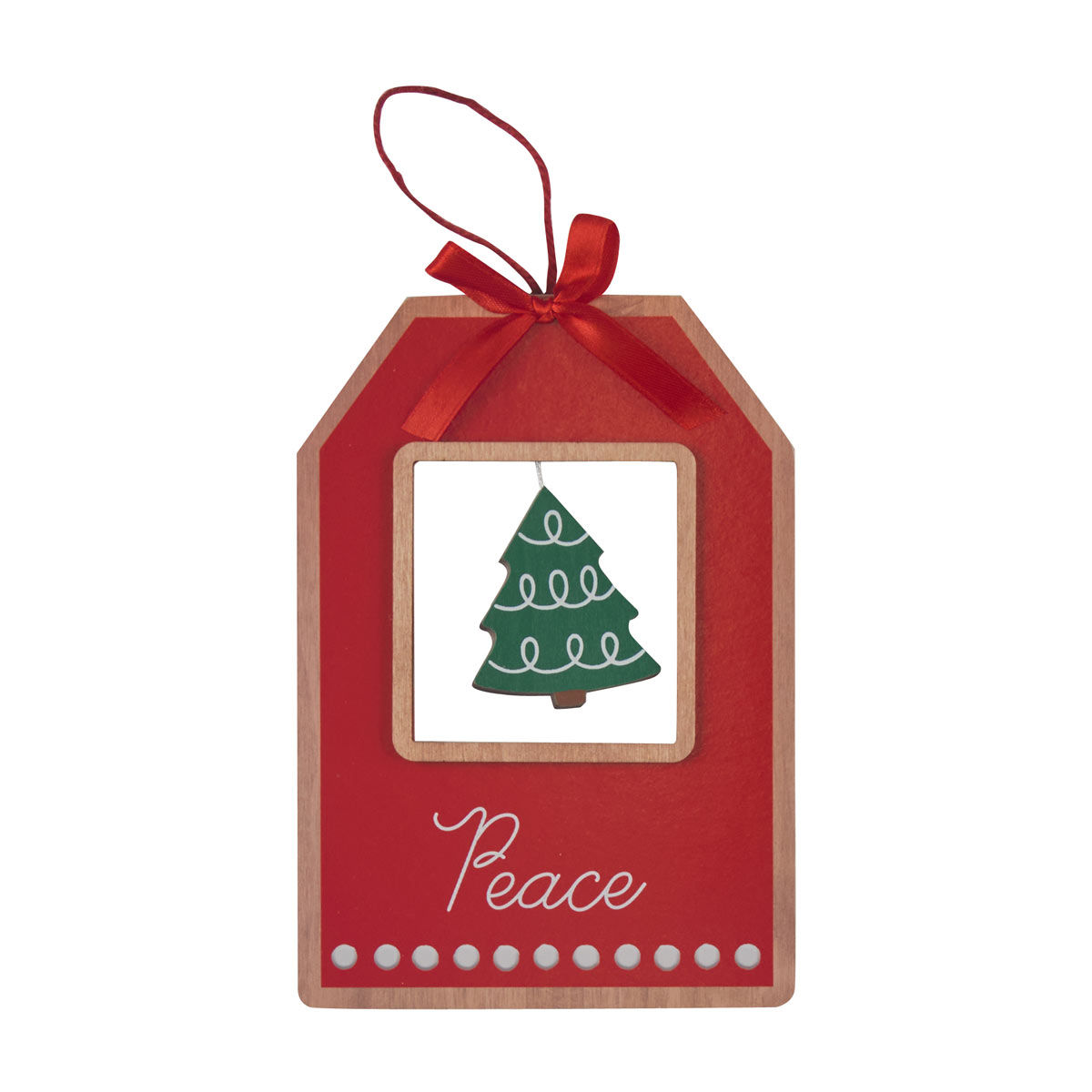 Christmas 'Peace' Print Hanging Cutout Tag