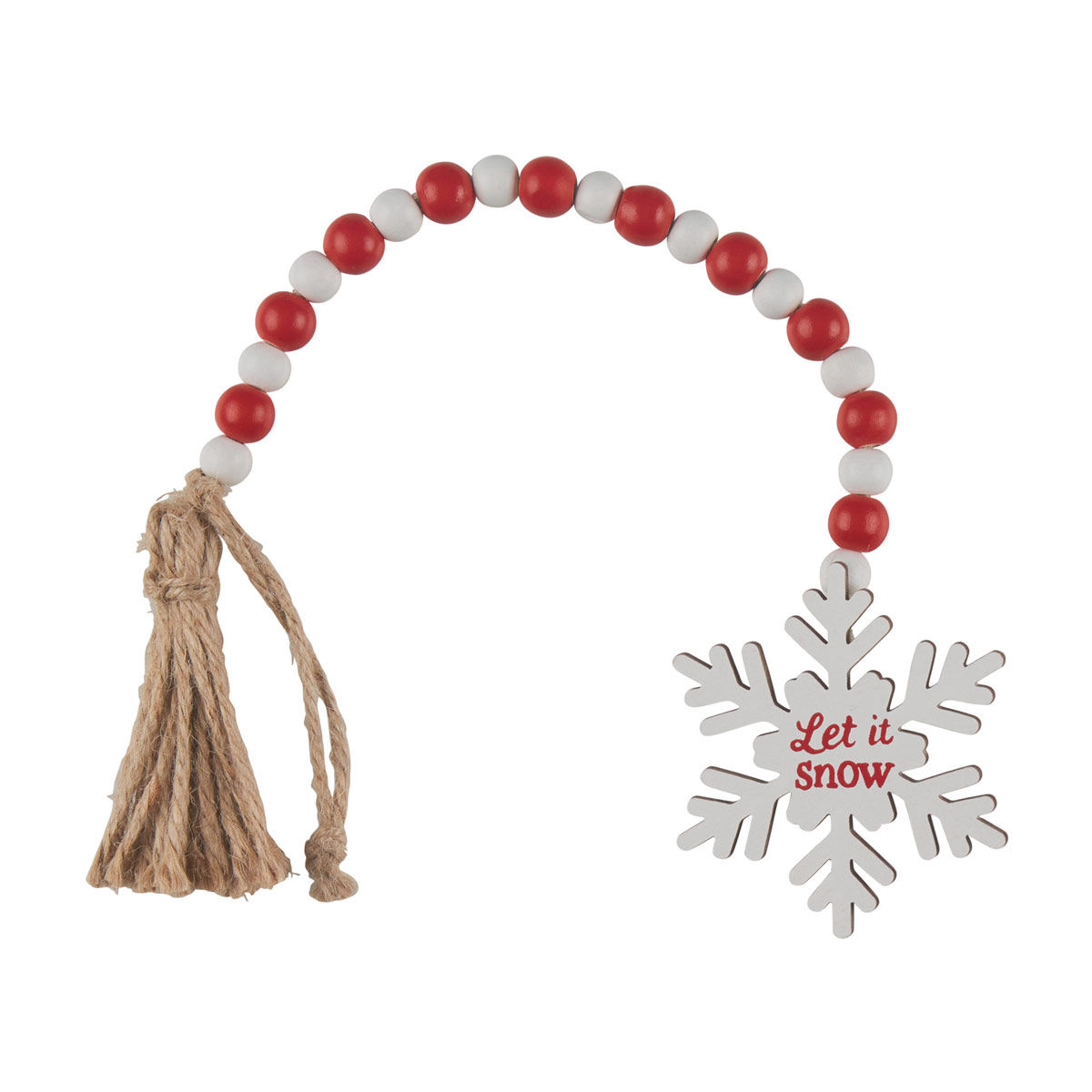 Christmas Beaded Snowflake Garland with Jute Tassel