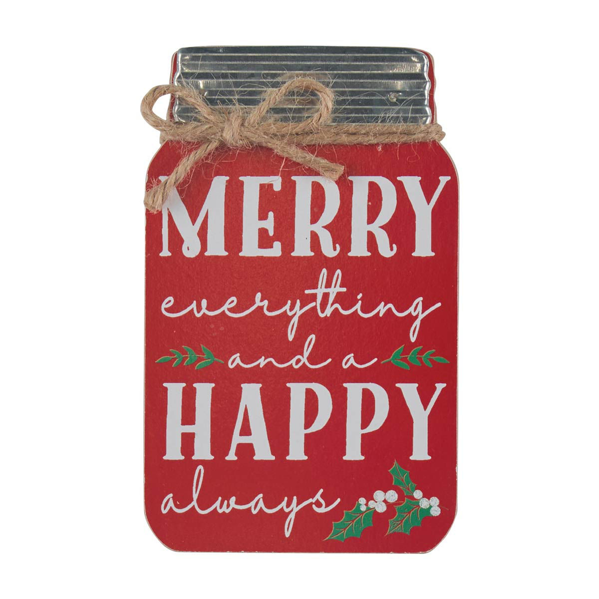Christmas MDF Red Mason Jar Table Décor