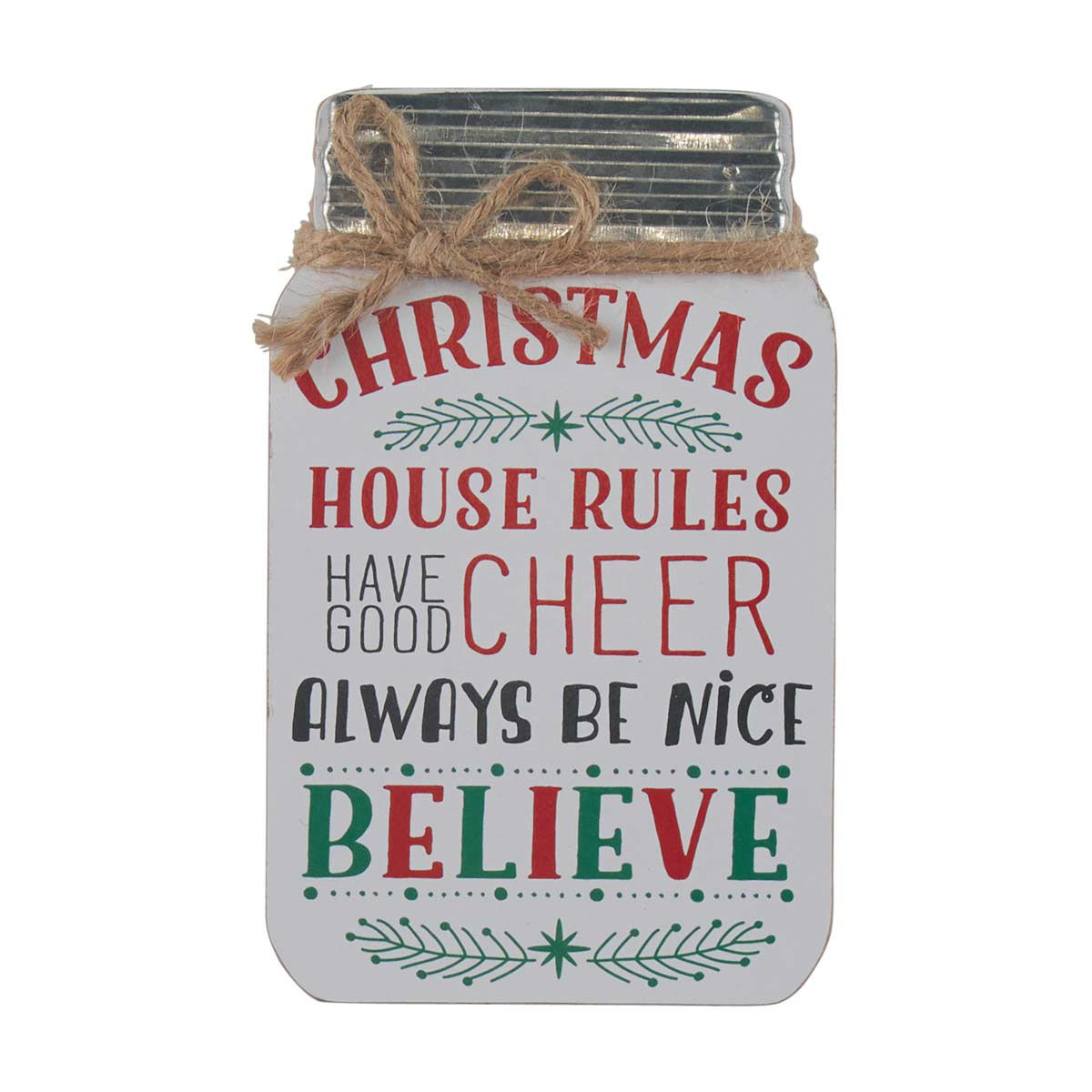 Christmas MDF White Mason Jar Table Décor