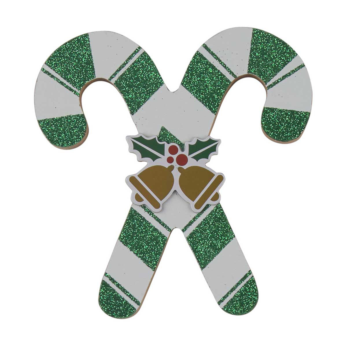 Christmas MDF Green and White Candy Cane Décor