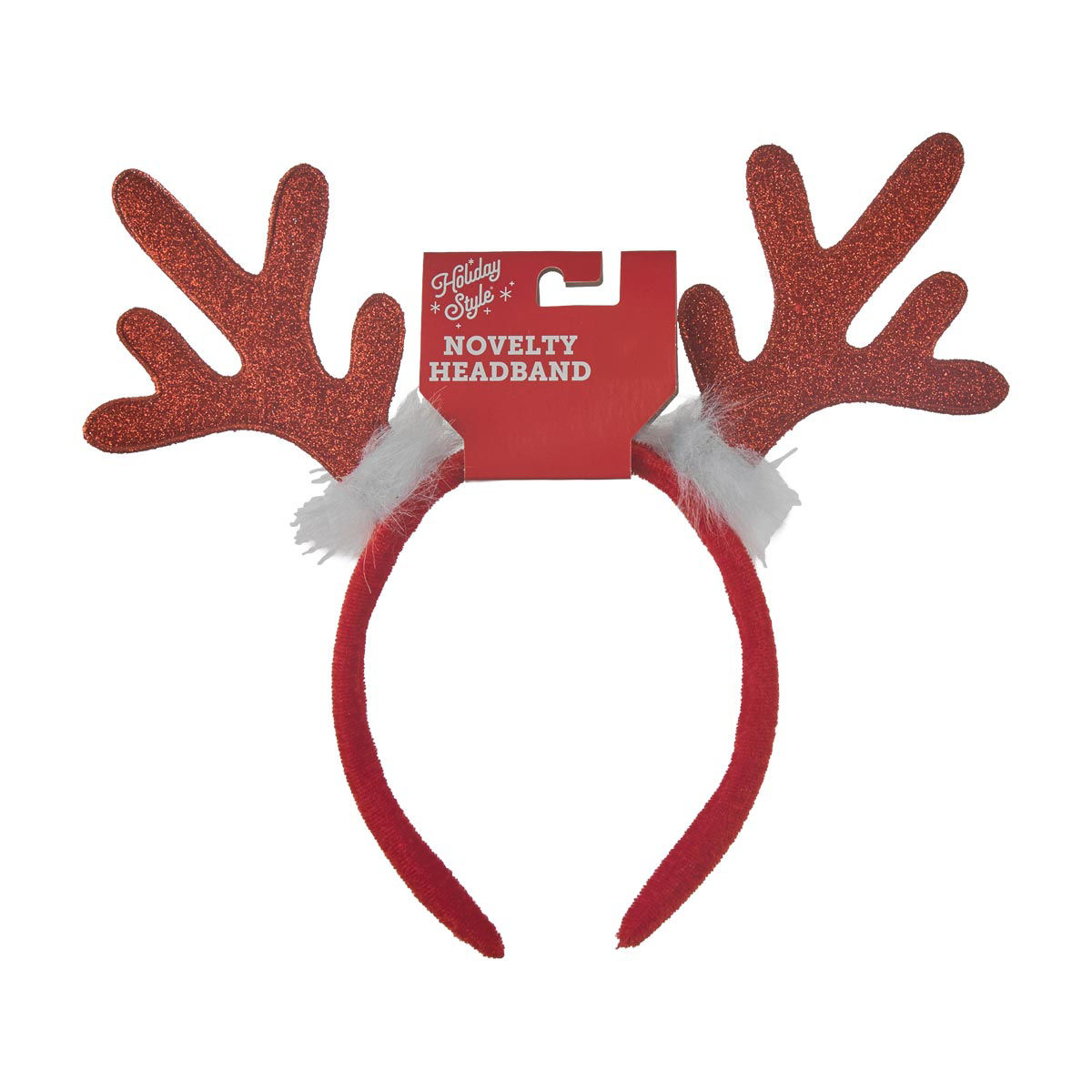 Holiday Style Christmas Glitter Antlers Novelty Headband, 2 Assorted Colors
