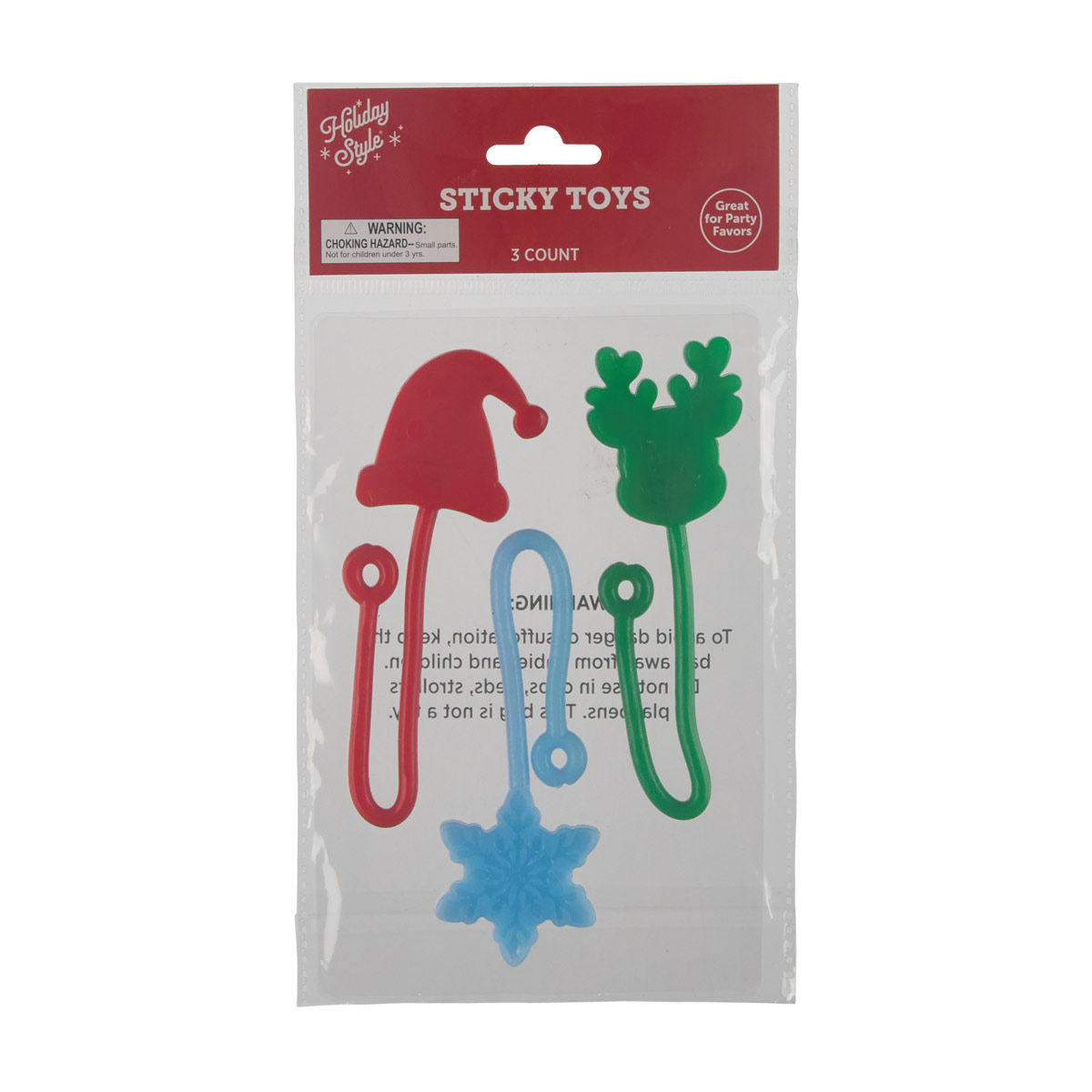 Holiday Style Stretchy Sticky Toys, 3 Count
