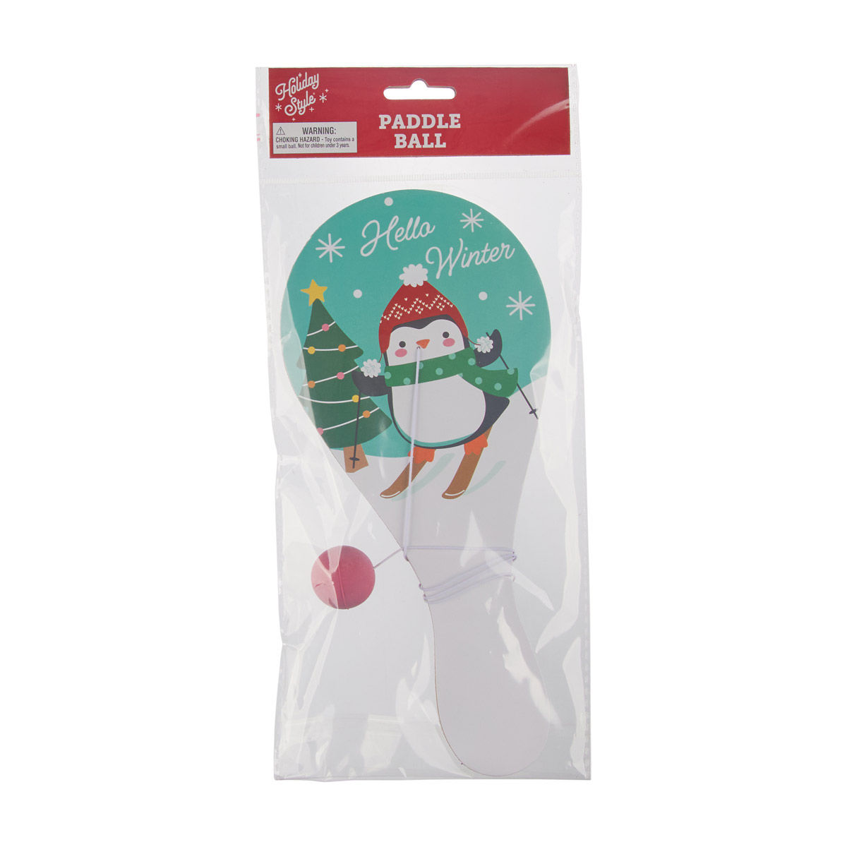 Holiday Style Christmas Novelty Paddle Ball Toy, 2 Assorted Designs