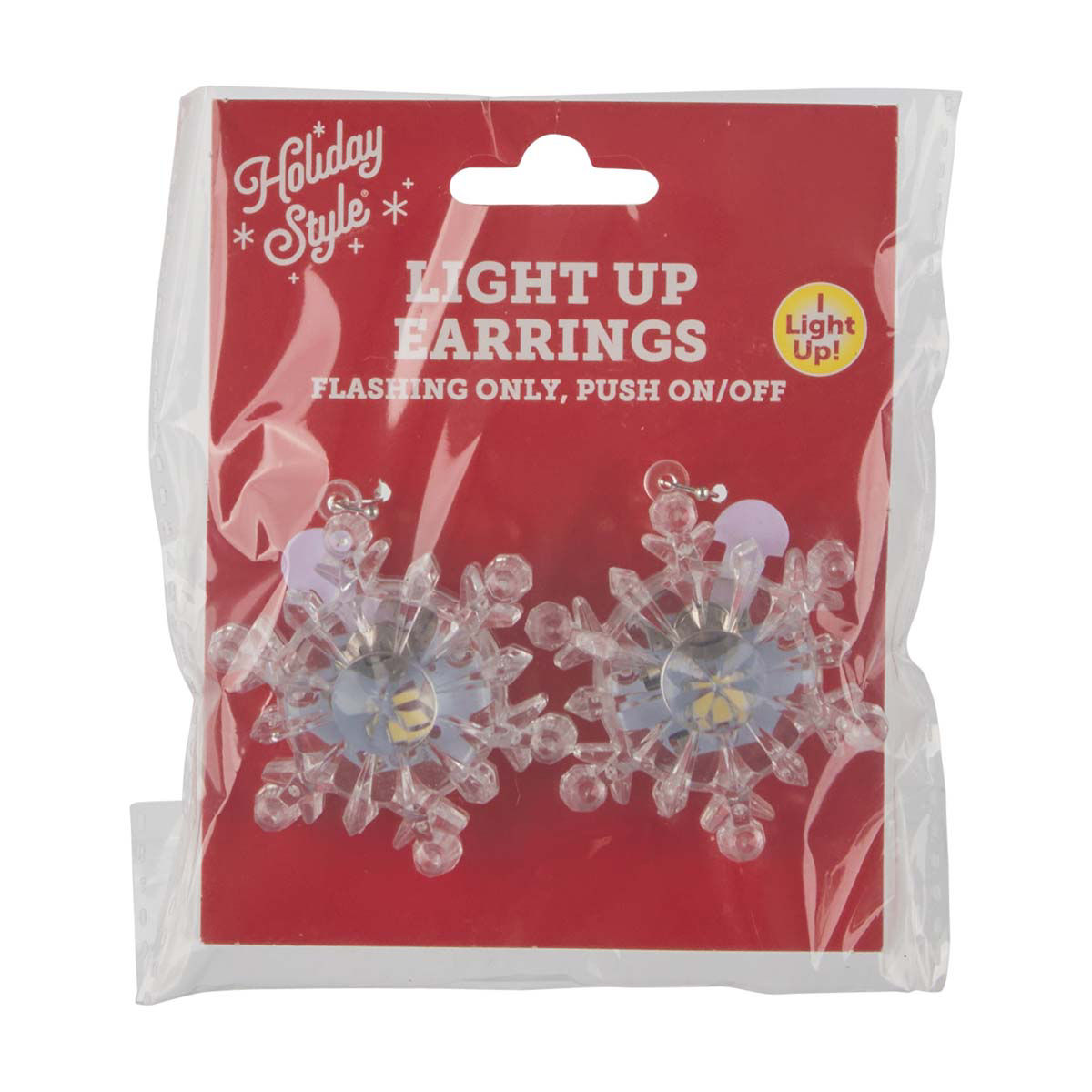 Holiday Style Christmas Light Up Earings, 3 Assorted Styles