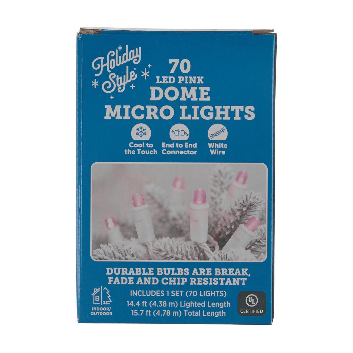 Holiday Style Christmas 70 Pink LED Dome Micro Lights Garland, 15.7 ft