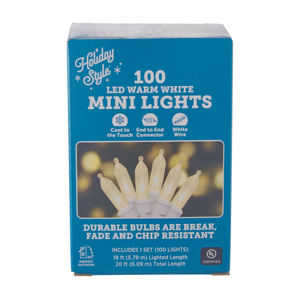 Holiday Style Christmas 100 Warm White LED Mini Lights Garland, 20 ft