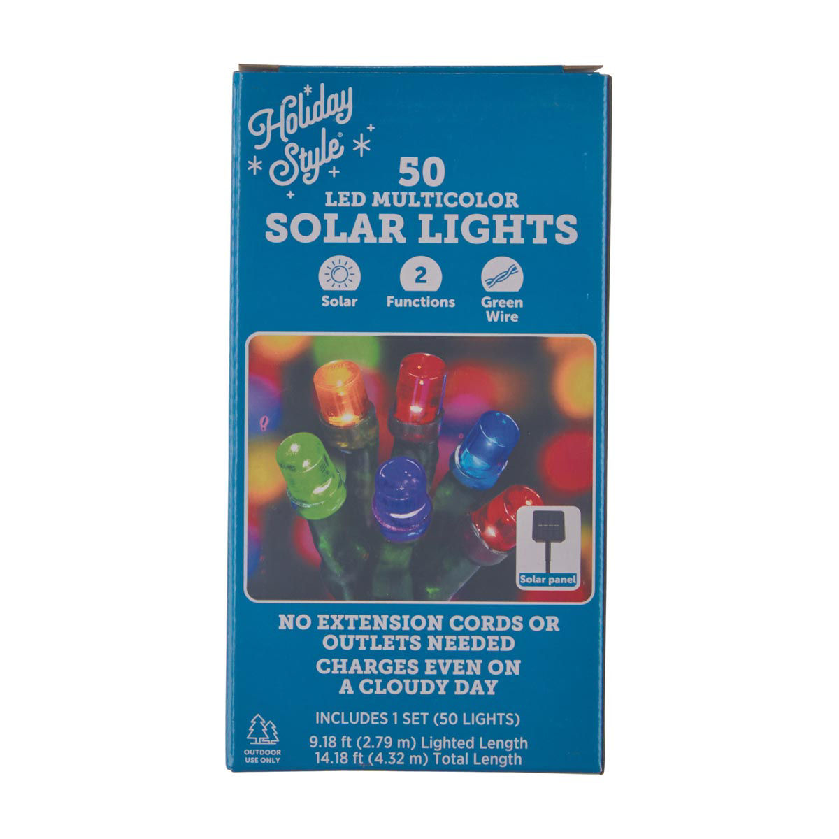 Holiday Style 50 LED Multicolor Solar String Lights, 14.18 ft