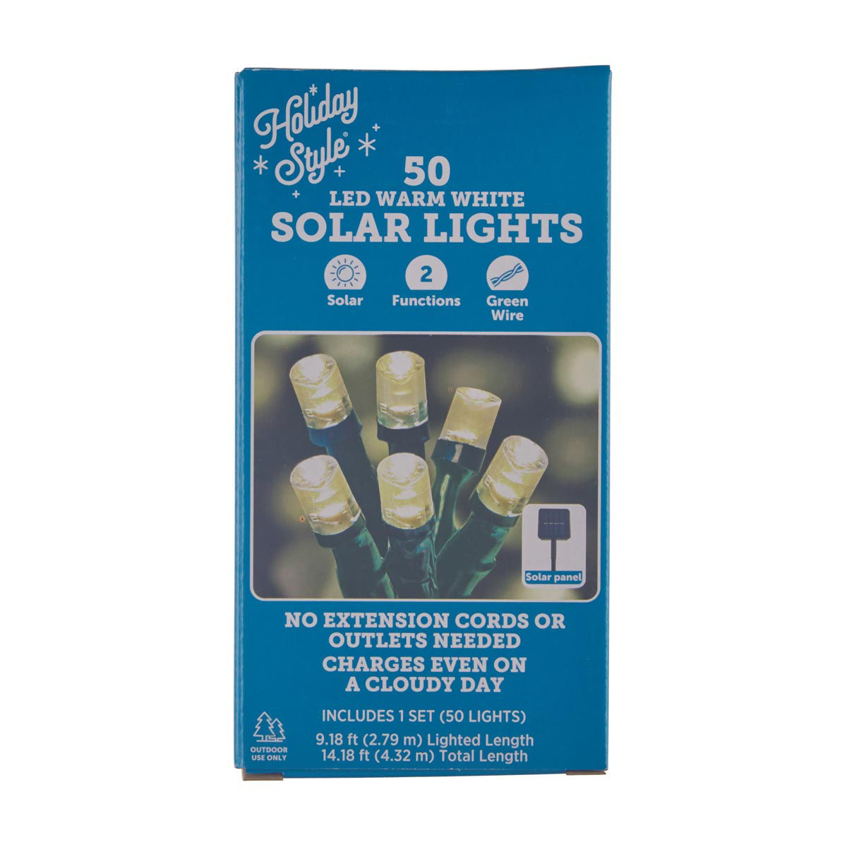 Holiday Style 50 LED Warm White Solar Lights, 50 ct